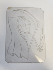 1980's Vintage Tattoo Flash Acetate 6x4 Smoking Skull Pot Leaf