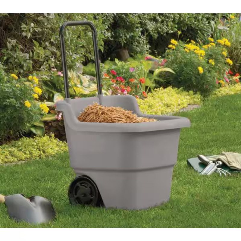 2 Cu. Ft. Portable Plastic Gray Garden Cart