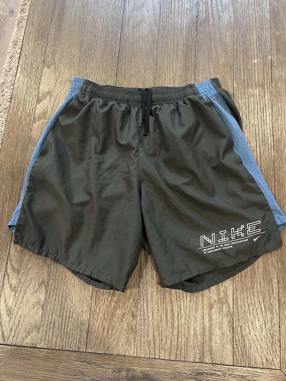 Mens Nike Lined Running Shorts Gray Blue Medium
