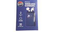 Pepsi Wireless Bluetooth Earbuds Can Charging Case Stereo Mic 10 Hour Blue