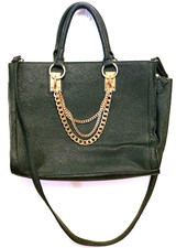 Just Fab Purse Shoulder Bag Satchel Bradley Granite Black Large