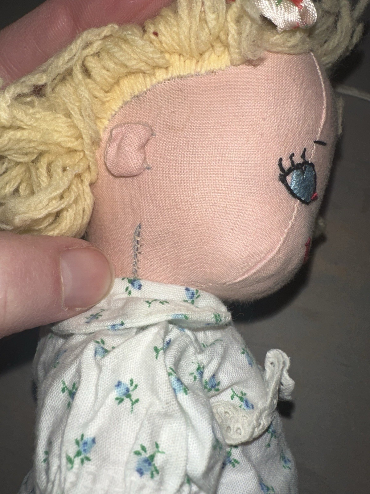 Charming Vintage 1950 Hand Made Cloth Doll, Jointed, Embroidered, Full Outfit