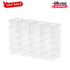20 Pack Mainstays 5 Qt Clear Storage Bins with Lids Stackable Totes