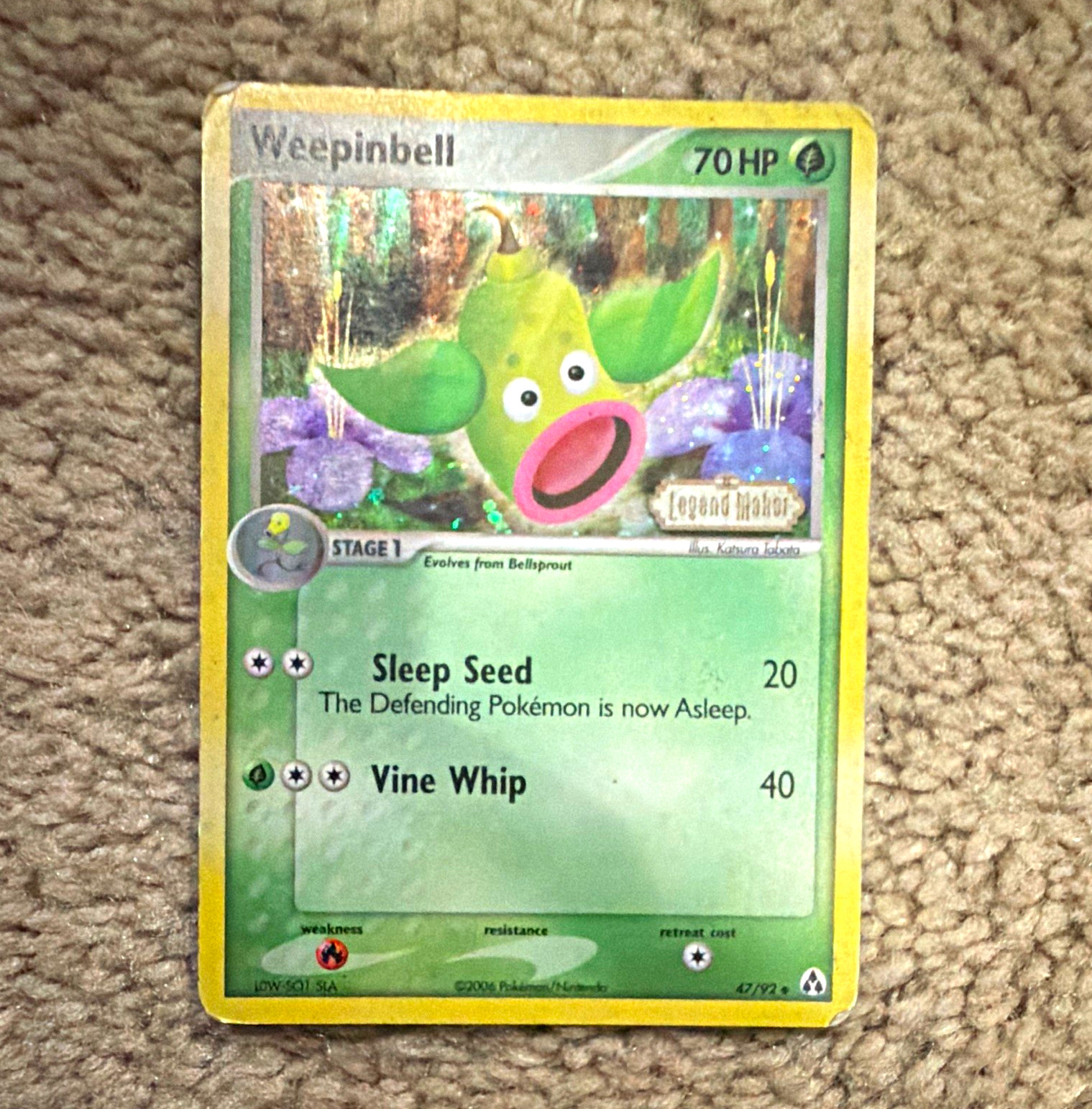 Weepinbell 47/92 EX Legend Maker 2006 70 HP Uncommon English Pokemon TCG