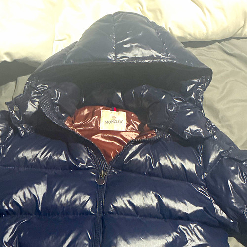 Moncler Maya Men's Hooded Navy Puffer Jacket Polyamide Zip IT 54 112cm