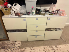 White Freestanding Chest of Drawers 6 Drawer Round Knob Handles 141x70x120