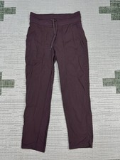 Lululemon Dance Studio Cropped Pants Womens 4 Brown Ribbed Mid Rise Drawstring
