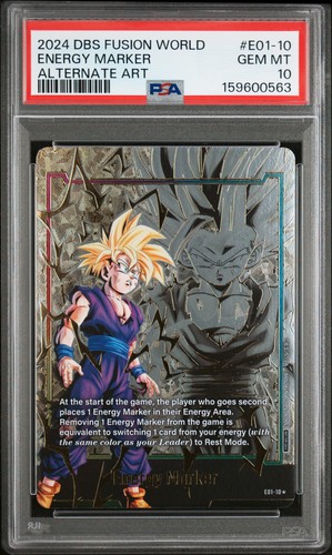 2024 DRAGON BALL SUPER CARD ALTERNATE ART #E01-10 ENERGY MARKER PSA 10
