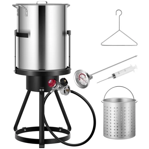 VIVOHOME 30 Qt. Aluminum Turkey Deep Fryer Pot with Injector Thermometer Kit ...