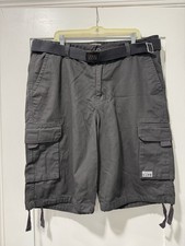 Pro Club Men's Cotton Twill Cargo Shorts with Belt Size 40 Dark Gray