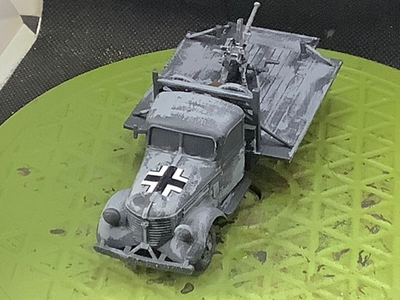 #ad 28mm or 1 56 Painted German WW II Truck Mounted AA Gun. $48.60