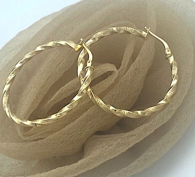 34 mm Creolen 750 Gelbgold 18 KT Gold Ohrringe klassisch *rund* glänzend👍 - Bild 1 von 4