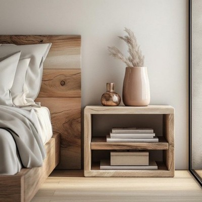 Nachttisch Nachttisch Wabi-Sabi Ästhetischer Beistelltisch Used-Optik für Schlafzimmer