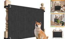 Baby Fabric Gate for Stairs Banisters - Wide 40" to 48" Height 34" Dark Gray