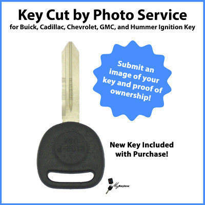 -Key Cut by Photo- Service for Buick Chevy Cadillac Ignition Key Replacement