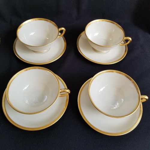 Lote 4 tazas y platillos Lenox con patas de esmoquin marfil dorado brillante como nuevo - Imagen 12 de 12