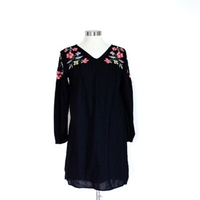 sachin and babi light blue dress Entro Black Embroidered Floral Long Sleeve Maxi Dress