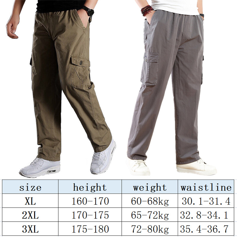 Men's Cotton Cargo Work Pants Casual Trousers Workwear Combat Outdoor Pants eBay