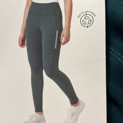 Mondetta Legging Womens M Rain Forest High Waist 2 Zip Pockets Active Zip Leg