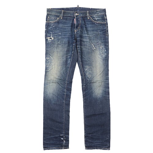 DSQUARED2 Damage × Paint Straight Silhouette Denim Jeans Mens Size 50 Indigo