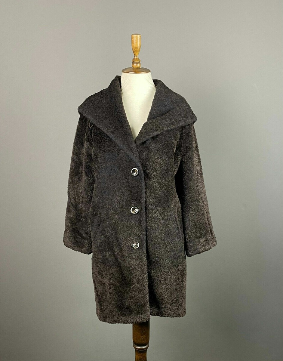 Ladies Max Mara Brown Alpaca Wool Oversized Hooded Over Coat Size
