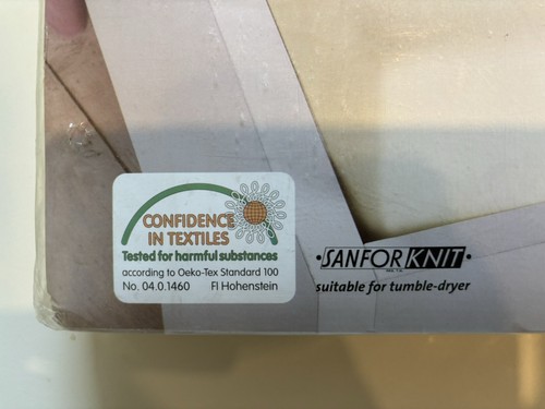 Vintage Retro Sanfor Knit Jersey Cream King Size Fitted Sheet 100% Pure Cotton - Picture 4 of 7
