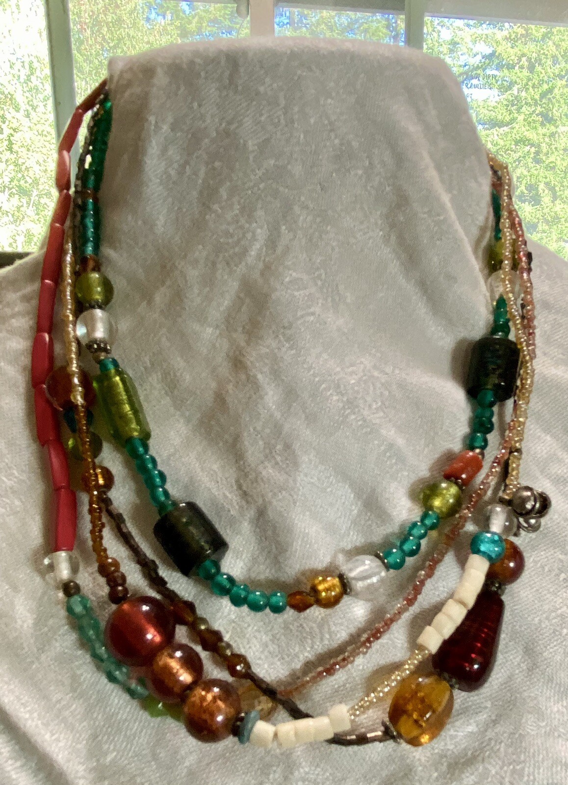 Artisan Crafted MulticoloredMultistrand Glass Bea… - image 1