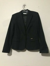 Calvin Klein Size 8 Black Blazer Suit Jacket Women Cotton CKCTC2834 RN 54163
