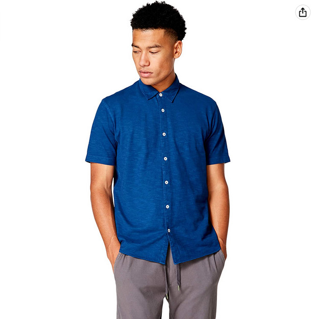 Мягкая рубашка из трикотажа Good Man Brand Mens Slub, синяя[ M]