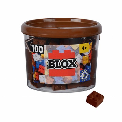 Simba Blox 100 Braune 4er Steine in Dose Bausteine Klemmbausteine 100 Stück