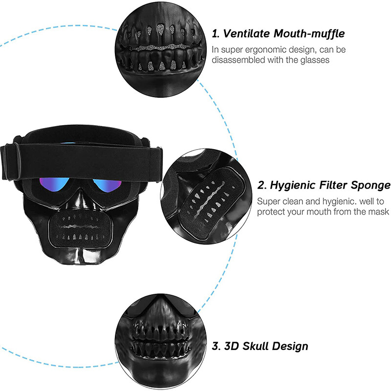 Maschera occhiali moto teschio ATV dirt bike fuoristrada MX UV400 occhiali motocross foto 4