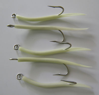 Saltwater fishing 5 pack  6/0 31022 Mustad Glow Tube hooks Striper jig lure UV