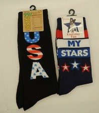 Lot of 2 Patriotic Socks Unisex Red White Blue USA Oh My Stars NEW Stars Stripes