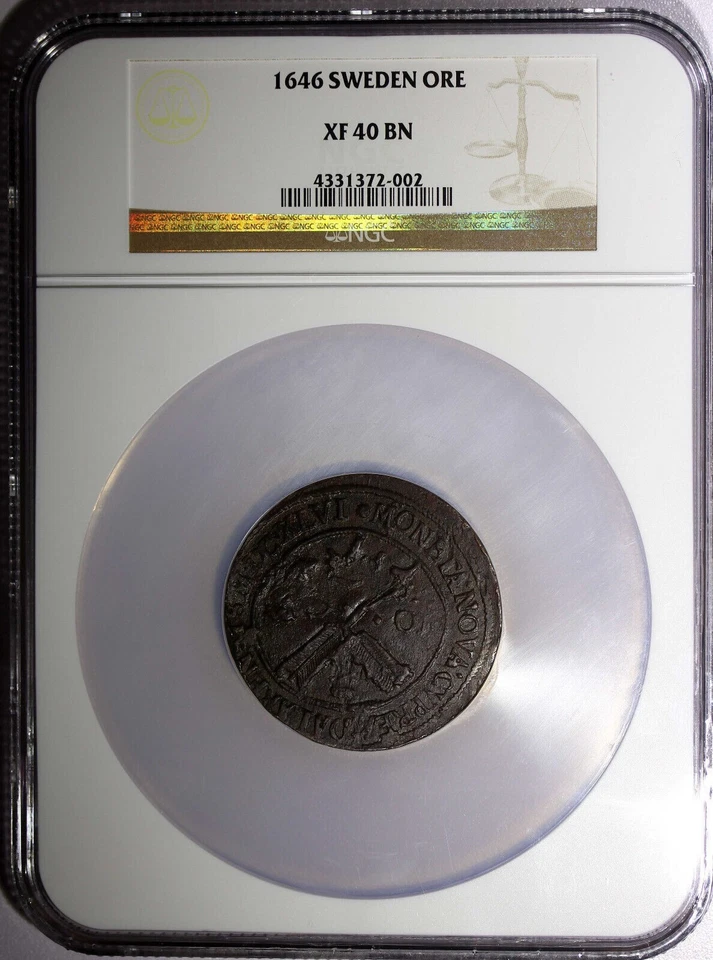 Sweden Cristina 1646 Ore NGC XF40 BN TOP GRADED ! OVERSIZE SLAB ! KM# 162.2 (02) - Image 3 of 4