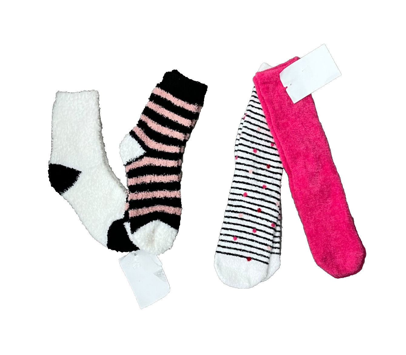4- Pair of Charter Club Fuzzy Butter Socks, 2-Stripe & 2-Solid OS