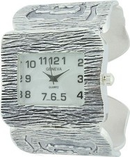NEW GENEVA BRUSHED SILVER,GRAY TONE,ANTIQUE STYLE BANGLE CUFF,MOP DIAL WATCH