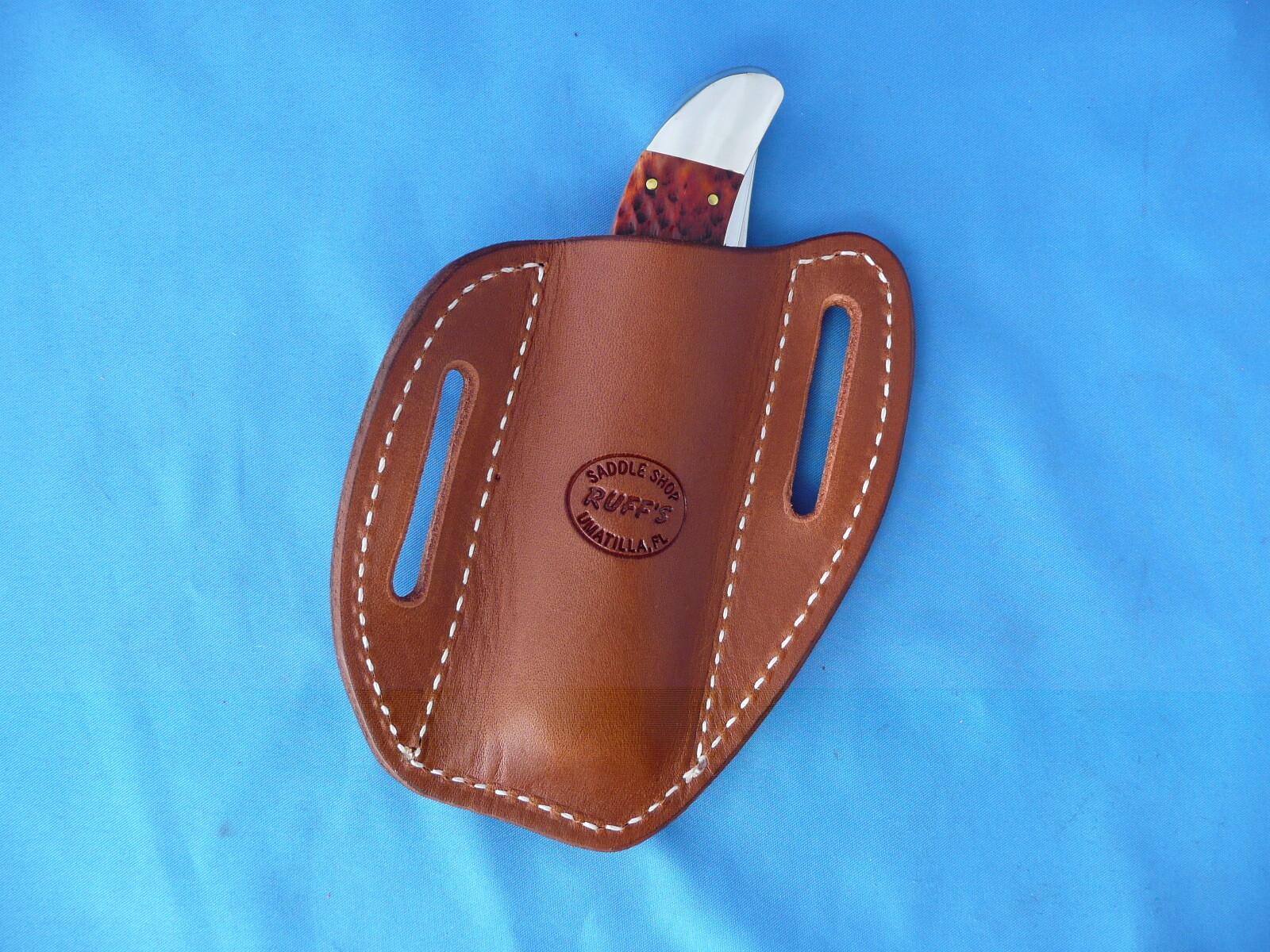 Large Leather Cross Draw Pocket Knife Sheath Ruff’s Saddle Shop
