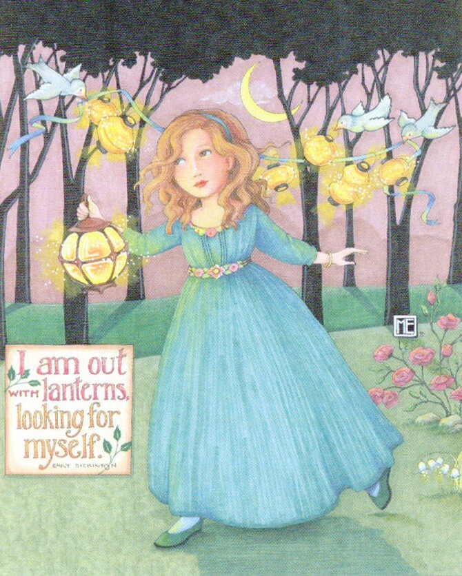 Emily Dickinson-LOOKING FOR MYSELF-Handcrafted Magnet-W/Mary Engelbreit art