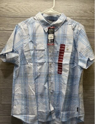 Eddie Bauer Women's Short Sleeve Blue White Plaid Adventure Shirt XL NWT Button