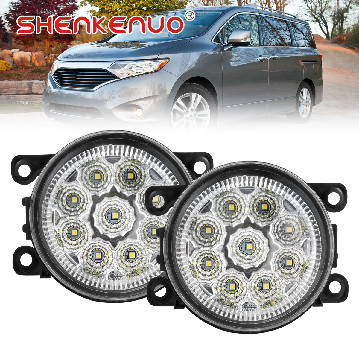 For Nissan Quest 2011-2014 Front Driving Bumper Fog Light Clear Lens Lamp 2PCS