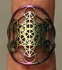 METATRON RING - Thin Cutout Pattern - Rainbow Stainless Steel - ADJUSTABLE ~7.5 — photo 5