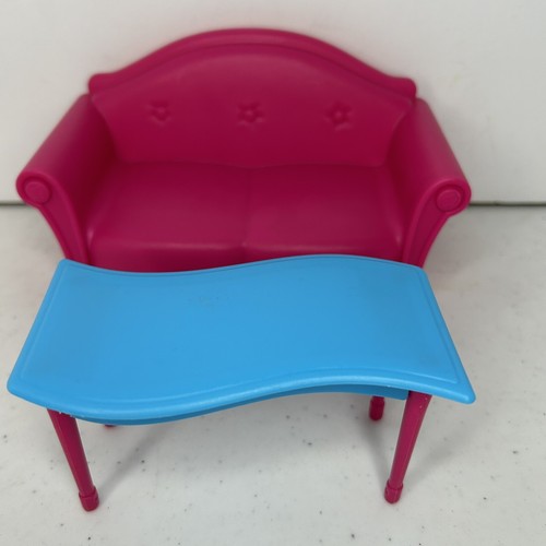 Doll Furniture Set Pink Couch Blue Coffee Table Lot Of 2 Mattel 2009