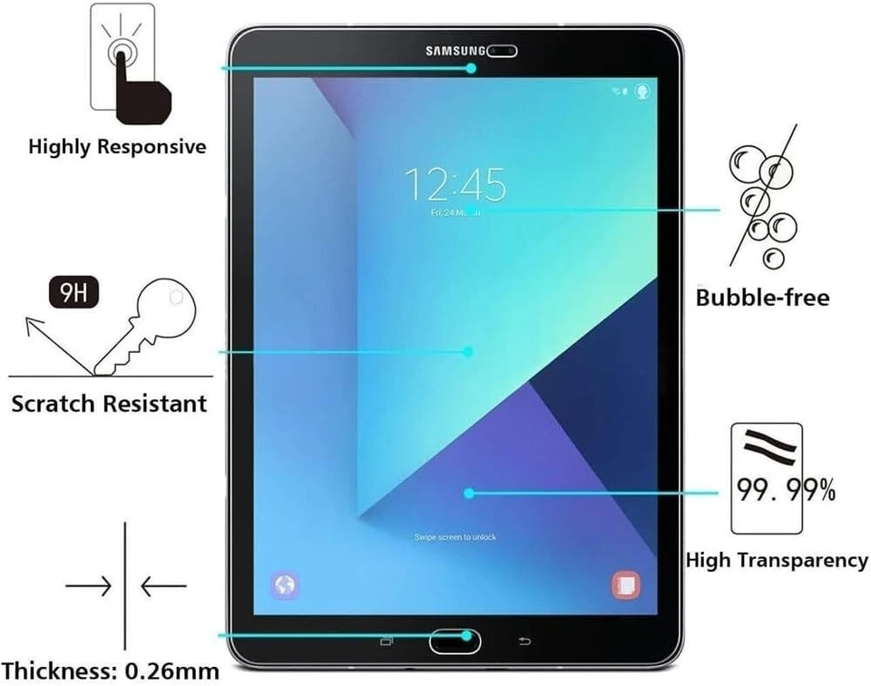 2-Pack 9H Tempered Glass Screen Protector For Samsung Galaxy Tab S3 9.7 SM-T820 - Image 3 of 4