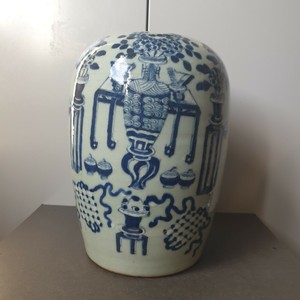 2# Antique Chinese / China Porcelain Celadon Blue & white Jar
