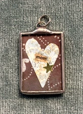 Mom Mother Pendant Jewelry Handmade Collage Charm NEW 1.25x1" Mother's Day