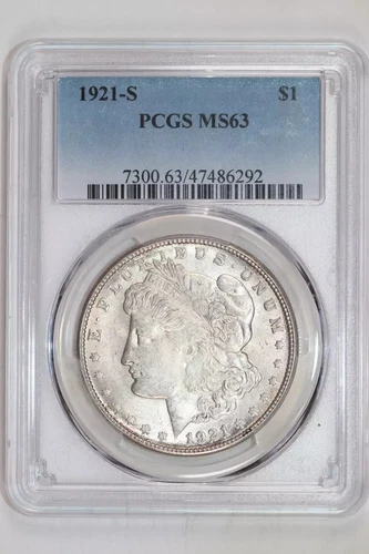 1921-S MORGAN DOLLAR PCGS MS63