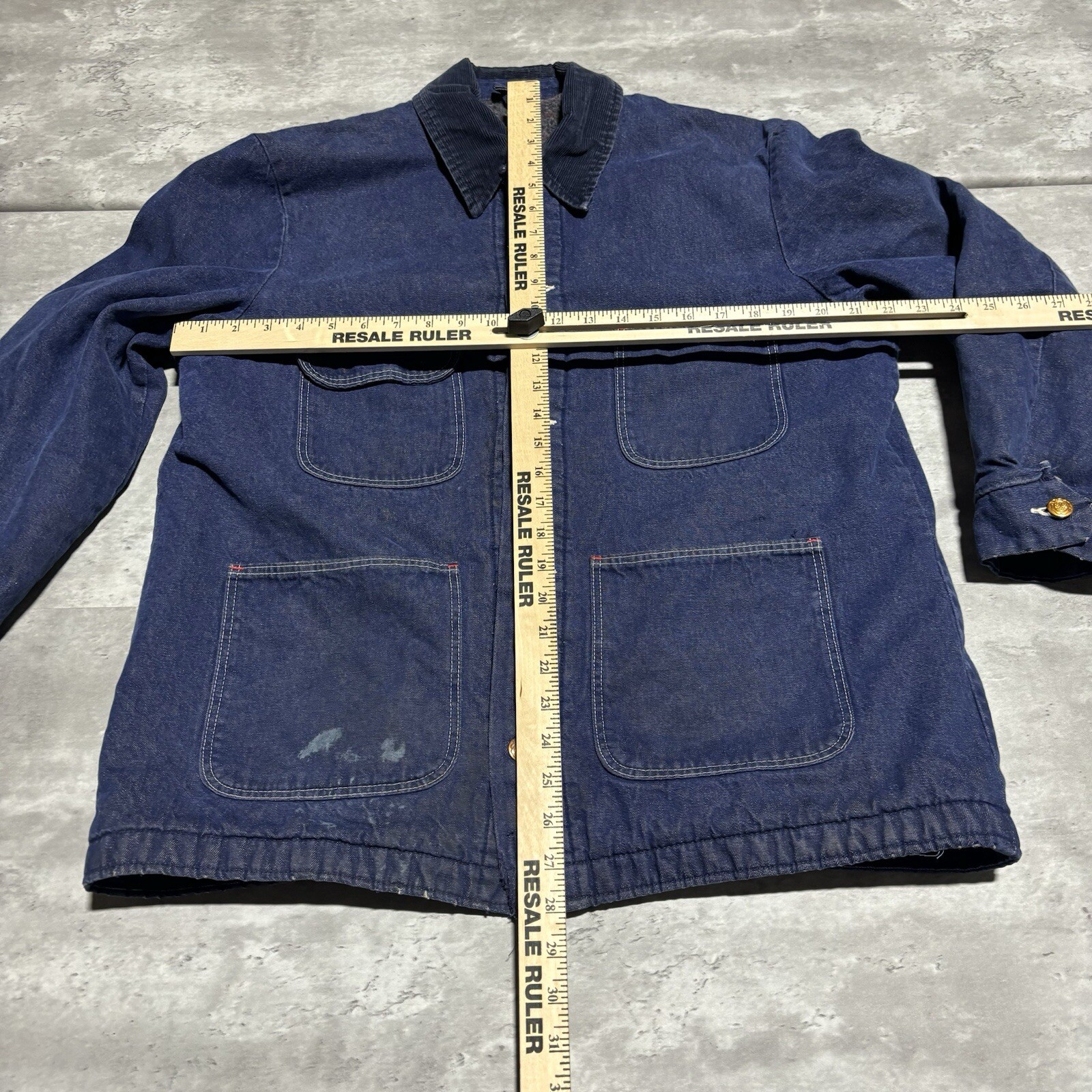 Vintage Wrangler Chore Jacket Men's 42 Blue Denim Blue Bell Blanket Lined USA*