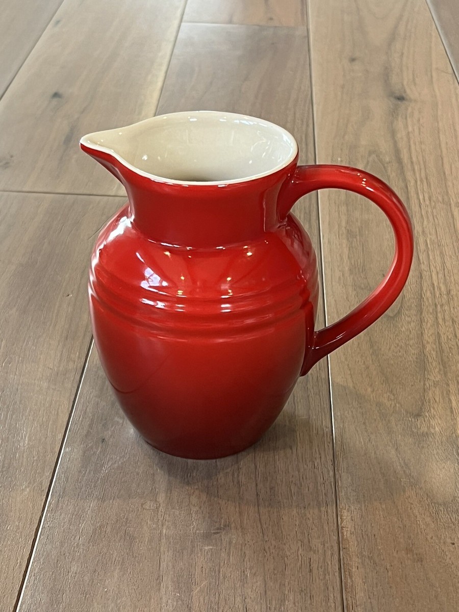 Le Creuset Cherry Red Small Pitcher .7L Stoneware Pottery Creamer
