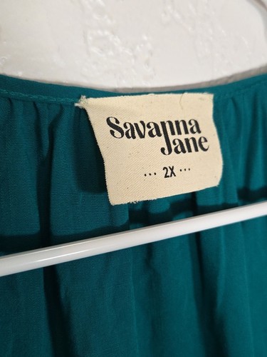 Savannah Jane Embroidered Teal Blouse Women’s Size 2X - Picture 3 of 6