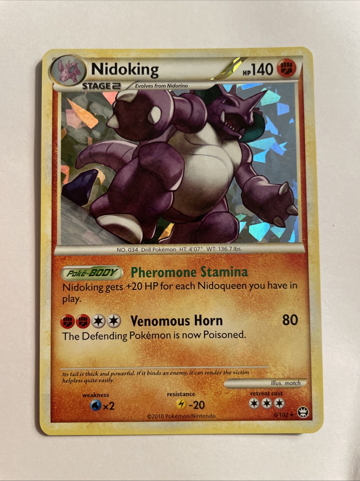 Pokemon TCG Triumphant Nidoking Cracked Ice Holo Card 6/102 NM/LP